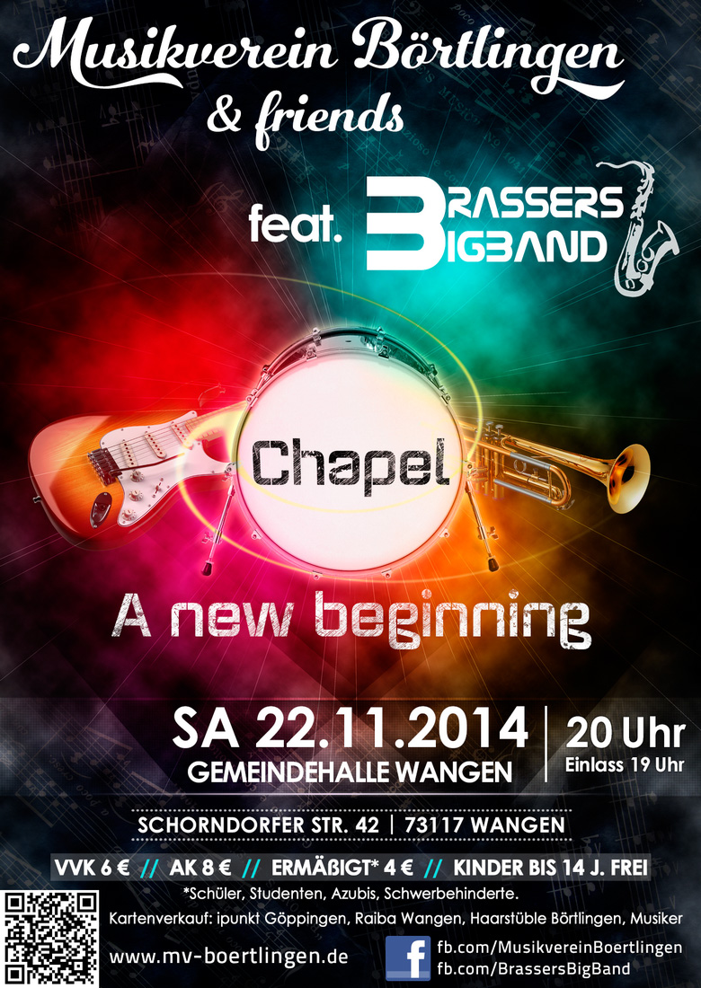 MV Börtlingen & friends - "Chapel - A new beginning" am 22.11.2014 mit Vera Herbst (voc.) und der Brassers BigBand in der Gemeindehalle Wangen