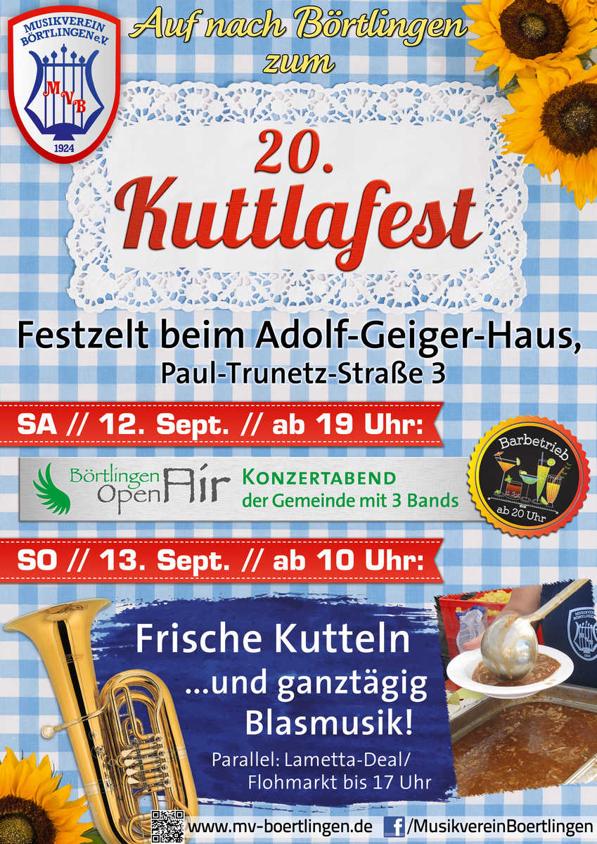 20. Kuttlafest des Musikvereins Börtlingen am 12. und 13. Sept. 2015