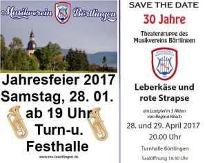 Jahresfeier am 28.01. und Theater-Jubiläum 28.-29.04.2017