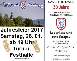 Jahresfeier am 28.01. und Theater-Jubiläum 28.-29.04.2017
