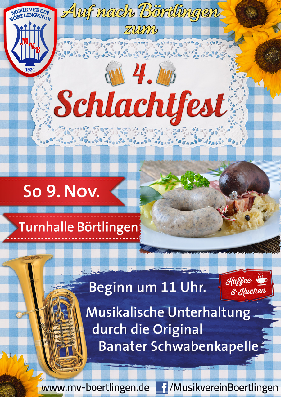 4. Schlachtfest des Musikvereins Börtlingen am 9. November 2025