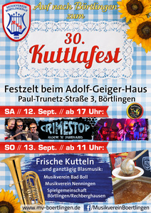 30. Kuttlafest des MV Börtlingen am 12. und 13. Sept. 2026