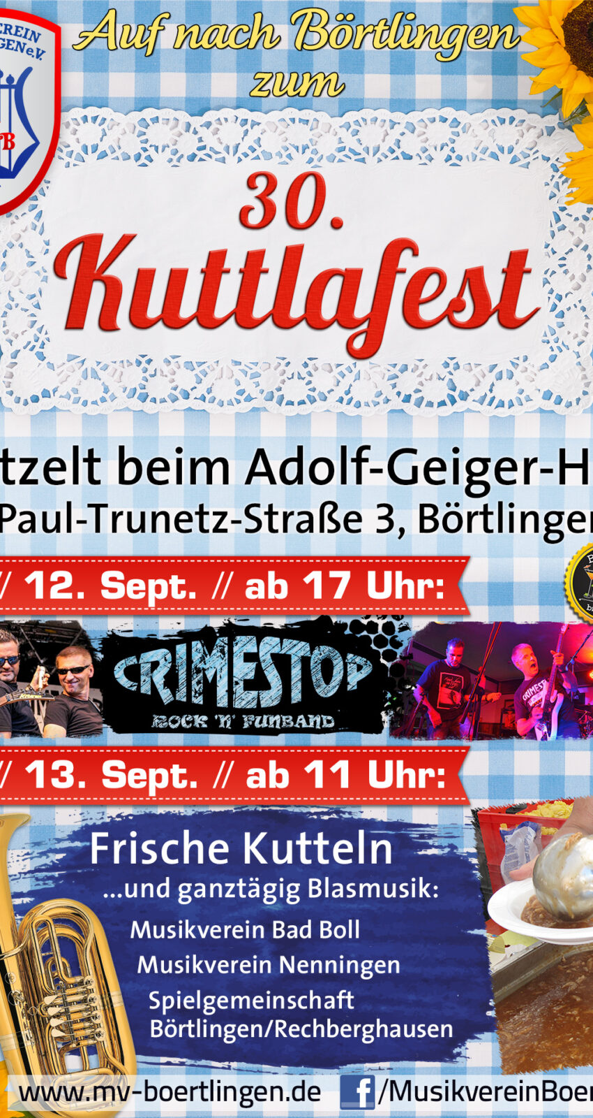 30. Kuttlafest des MV Börtlingen am 12. und 13. Sept. 2026